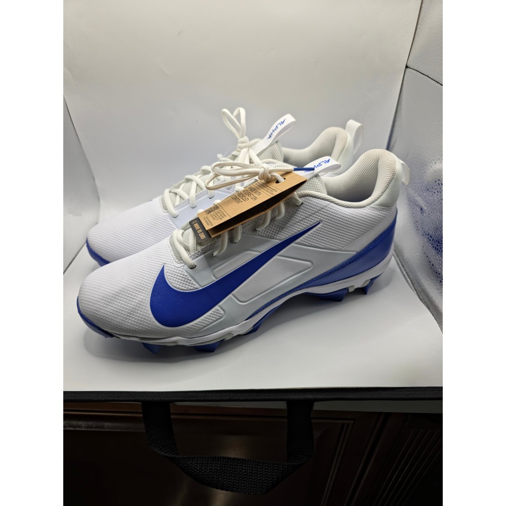 Nike Alpha Menace 4 Shark Football Cleats White Royal FN0028-103 Mens 14